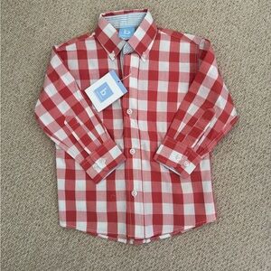 Bella bliss coral check Chapman button down shirt size 2t